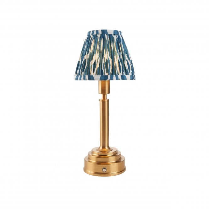 Upton Rechargeable Table Lamp with Ikat Shade in Marlin Blue