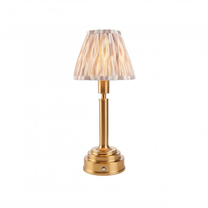 Upton Rechargeable Table Lamp with Ikat Shade in Neutral