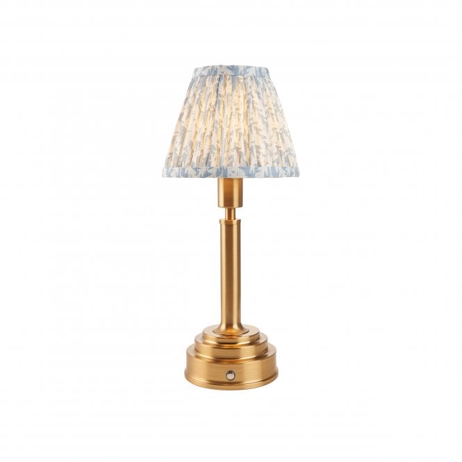 Upton Rechargeable Table Lamp with Leaf Shade in Blue