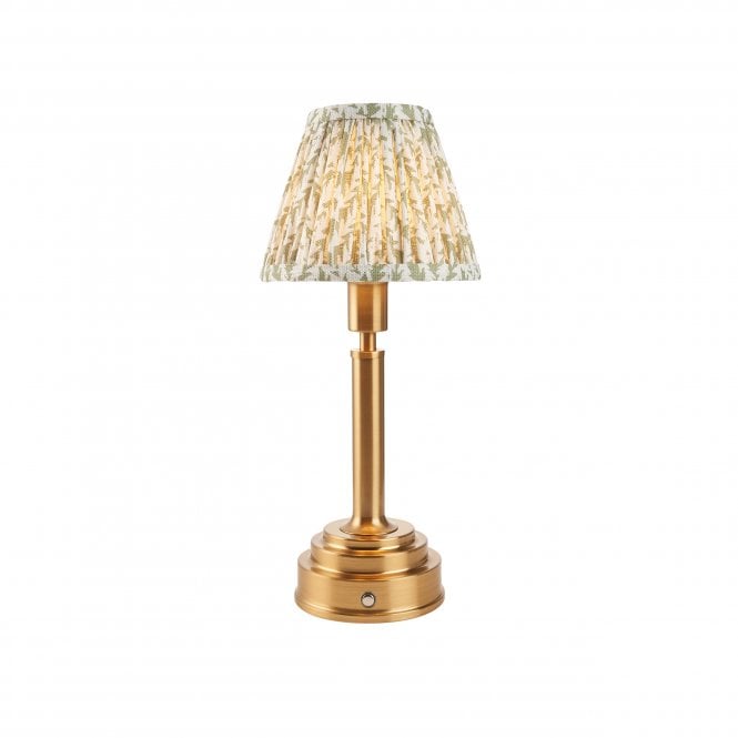 Upton Rechargeable Table Lamp with Leaf Shade in Green