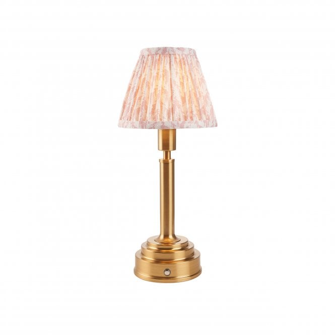 Upton Rechargeable Table Lamp with Leaf Shade in Peach
