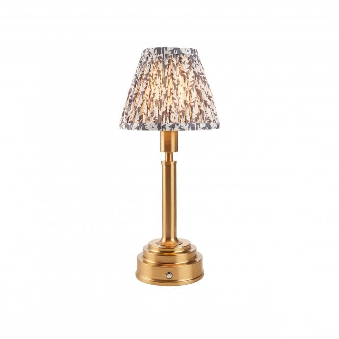 Upton Rechargeable Table Lamp with Leaf Shade in Pearl Grey