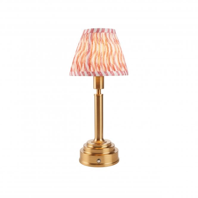 Upton Rechargeable Table Lamp with Ripple Shade in Coral Pink
