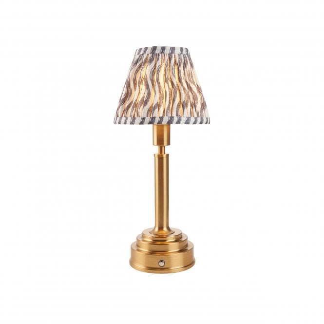 Upton Rechargeable Table Lamp with Ripple Shade in Pearl Grey