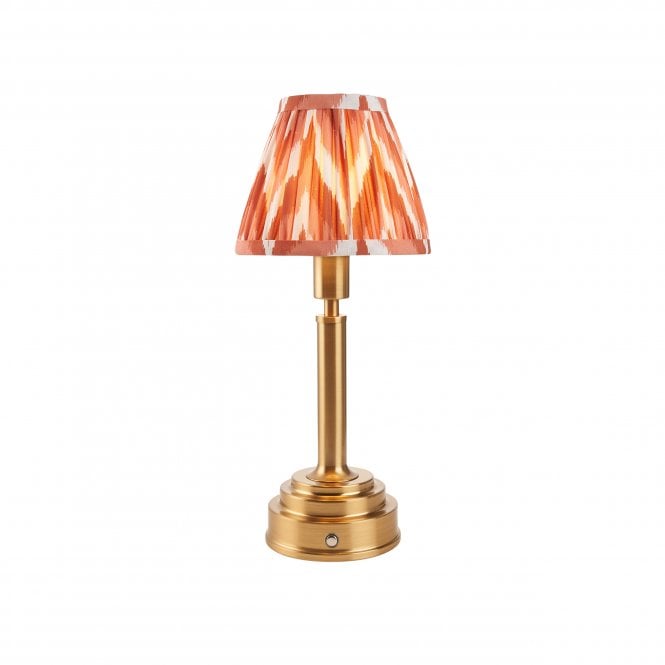 Upton Rechargeable Table Lamp with Zigzag Shade in Apricot