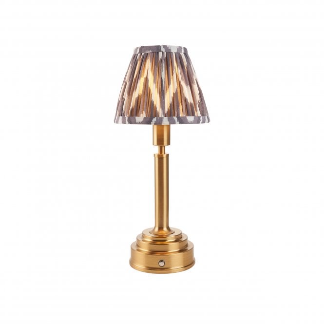Upton Rechargeable Table Lamp with Zigzag Shade in Pearl Grey