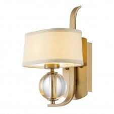Gotham Wall Light in Brushed Brass Steel with Cream Shade