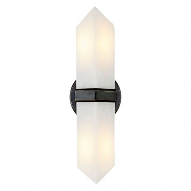Valencia 2 Light Wall Light - Urban Bronze With Alabaster Shade