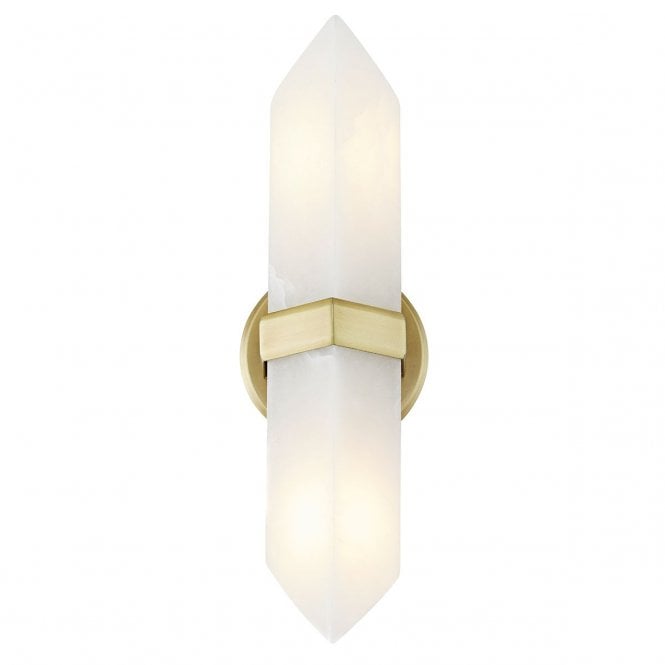 Valencia 2 Light Wall Light - Vintage Brass With Alabaster Shades