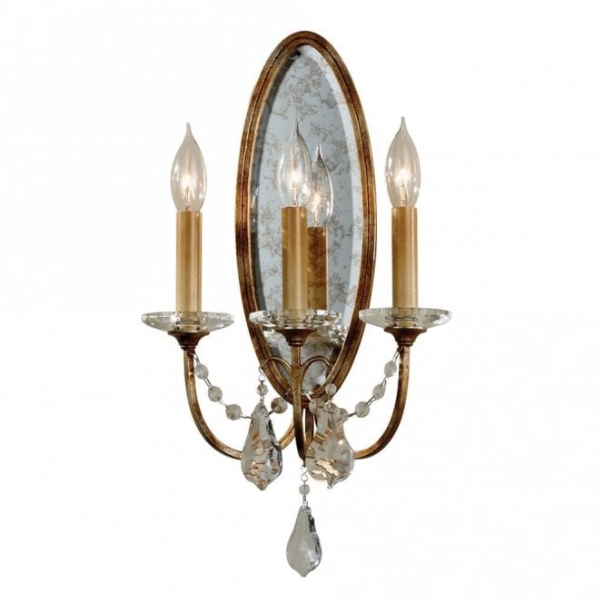 VALENTINA 3 light bronze wall light with clear glass droplets