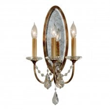 VALENTINA 3 light bronze wall light with clear glass droplets