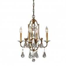 VALENTINA 4 light tiered chandelier in bronze with glass droplets