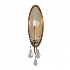 single bronze wall light with glass dropletts
