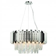 VALETTA polished nickel and crystal 6 light ceiling pendant