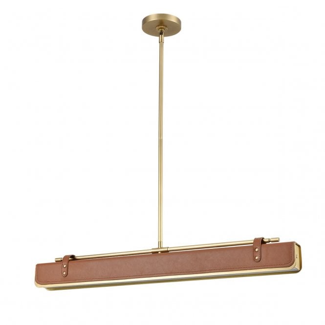 Valise LED Linear Pendant - Vintage Brass/Cognac Leather