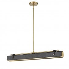 Valise LED Linear Pendant - Vintage Brass/Tuxedo Leather
