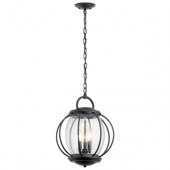 VANDALIA classic exterior hanging chain lantern with seeded glass (medium)