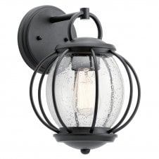 VANDALIA modern outdoor carriage lantern in black with seeded glass