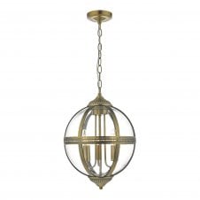 antique brass glass 3 light globe pendant