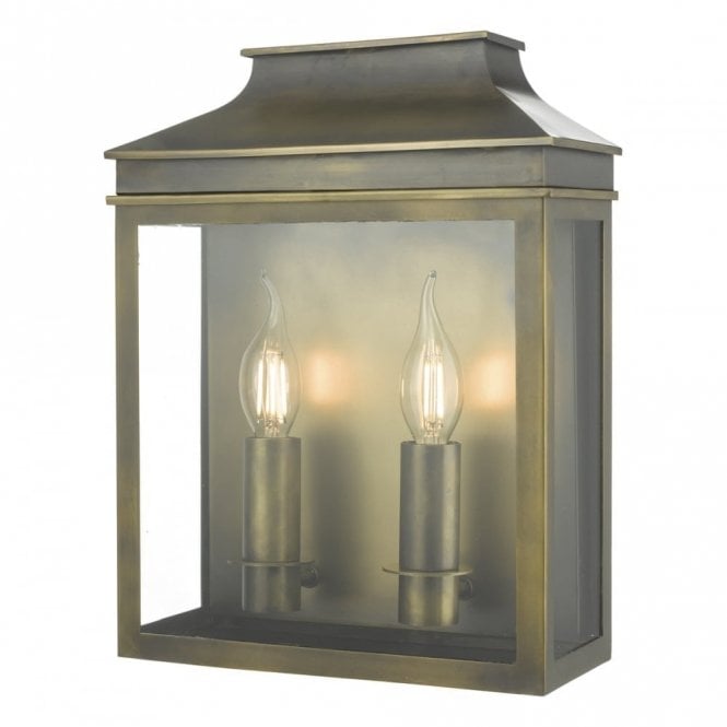 VAPOUR 2 light outdoor coach lantern in weathered brass