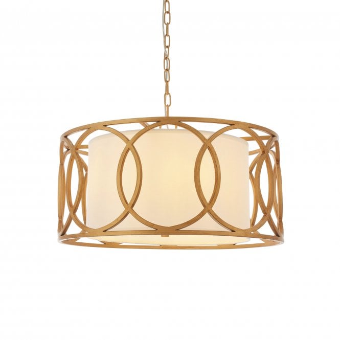 VENN Ceiling Pendant in Antique Gold with White Shade