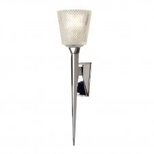 VERITY single bathroom torchiere wall light in chrome with cut glass shade