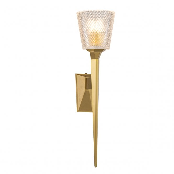 VERITY Wall Light - Brushed Brass with Glass Shade, Bathroom Rated