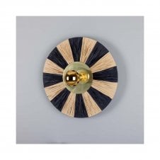 VERNON Raffia Striped Disc Wall Light | Polished Brass