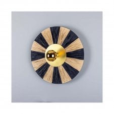 VERNON Raffia Striped Disc Wall Light | Satin Brass