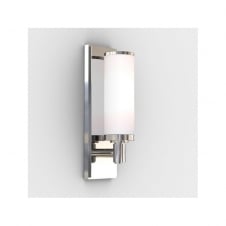 VERONA polished chrome bathroom wall light with opal glass shade