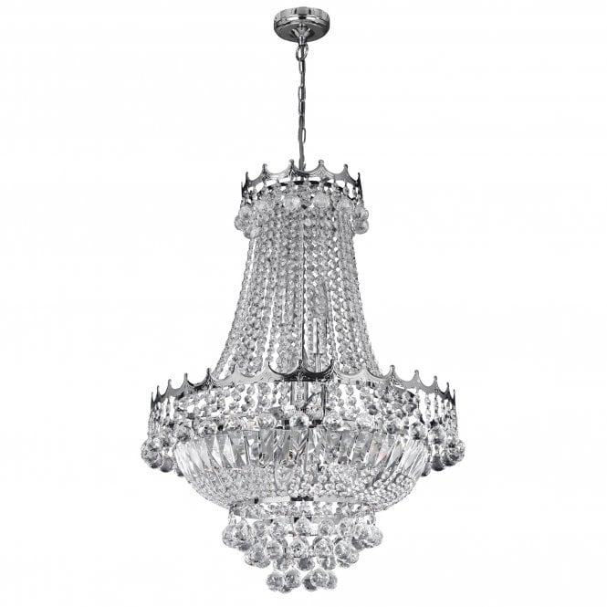 VERSAILLES - 9 LIGHT 52CM CHROME CHANDELIER WITH CRYSTALS
