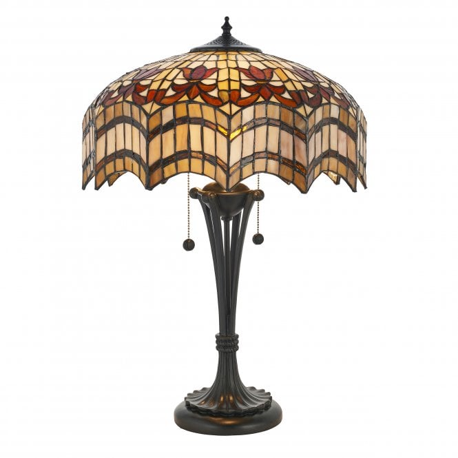 VESTA large Tiffany table lamp on antique base