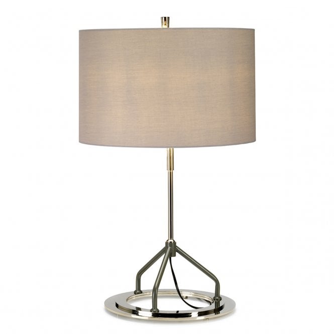 VICENZA polished nickel table lamp with grey cylinder shade