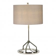 VICENZA polished nickel table lamp with grey cylinder shade