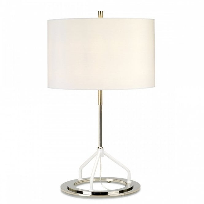 VICENZA polished nickel table lamp with white cylinder shade
