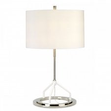 VICENZA polished nickel table lamp with white cylinder shade