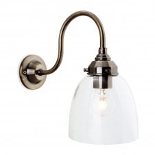 VICTORIA antique brass single wall light with clear glass shade