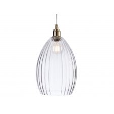 VICTORY 1 Light Vase Ceiling Pendant in Antique Brass Clear Glass