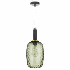 Matt Black And Copper Suspension With VIDRO Dimpled Olive Green Glass Easy Fit Shade (small) Return to Products