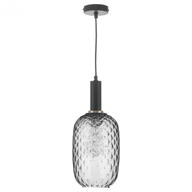 Vidro Ceiling Pendant in Matt Black & Bronze with Smoked Glass Shade