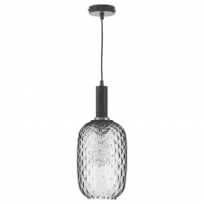 Matt Black And Copper Suspension With VIDRO Dimpled Smoked Glass Easy Fit Shade (small)