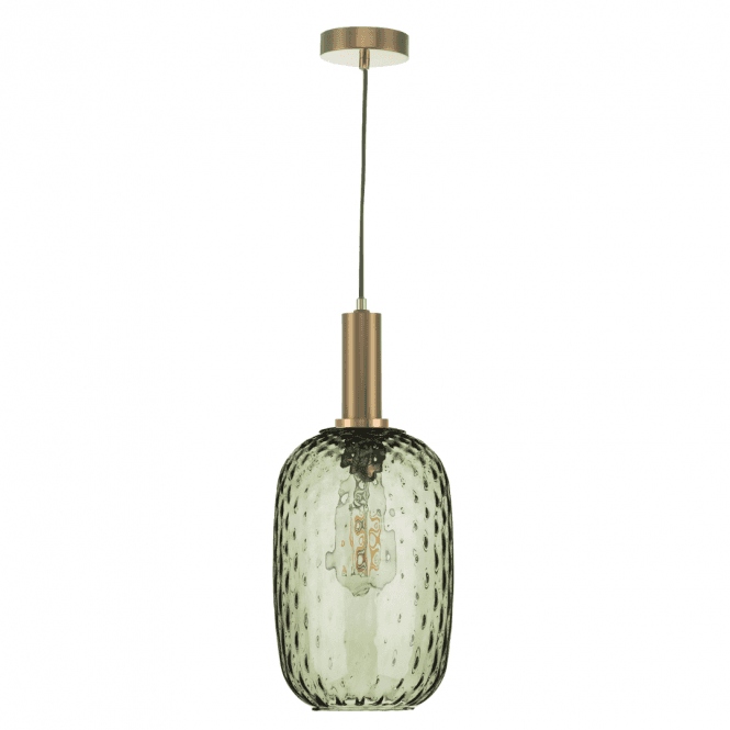 Vidro Ceiling Pendant in Satin Bronze with Green Glass Shade