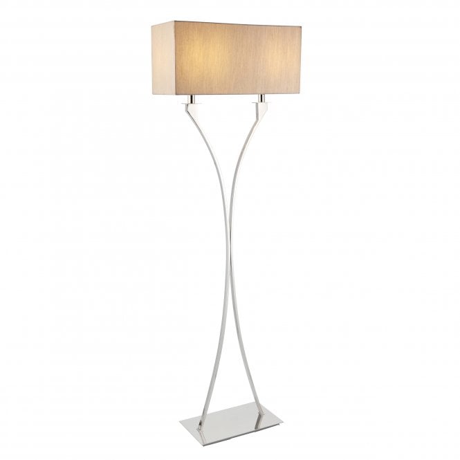 VIENNA 2 light nickel floor lamp with beige organza effect shade