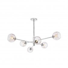 VIGNETTE 6 Light Pendant Polished Chrome Fitting with Champagne Organic Glass Shades