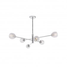VIGNETTE 6 Light Pendant Polished Chrome Fitting with Dimple Style Open Glass Shades