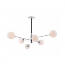 VIGNETTE 6 Light Pendant Polished Chrome Fitting with Opal Glass Shades