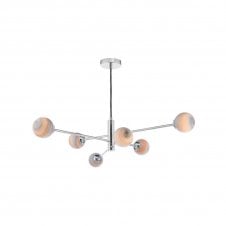 VIGNETTE 6 Light Pendant Polished Chrome Fitting with Planet Glass Shades