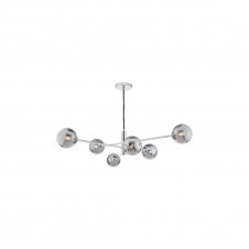 VIGNETTE 6 Light Pendant Polished Chrome Fitting with Smoked Glass Shades