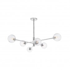 VIGNETTE 6 Light Pendant Polished Chrome Fitting with Twisted Glass Shades