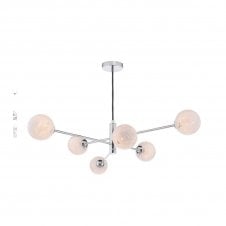 VIGNETTE 6 Light Pendant Polished Chrome Fitting with White Confetti Glass Shades